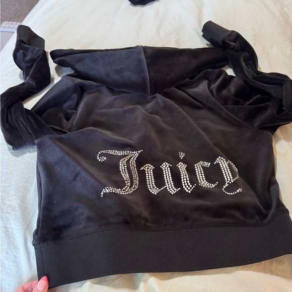 Juicy Couture Black Velour Track Pants & Hoodie Set - Picture 7 of 10